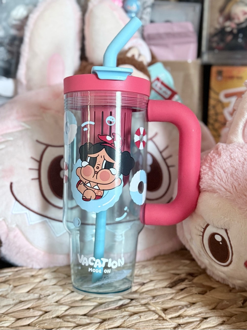 Vacation Mode On Character Tumbler Cup | Pink & Blue | Never Used